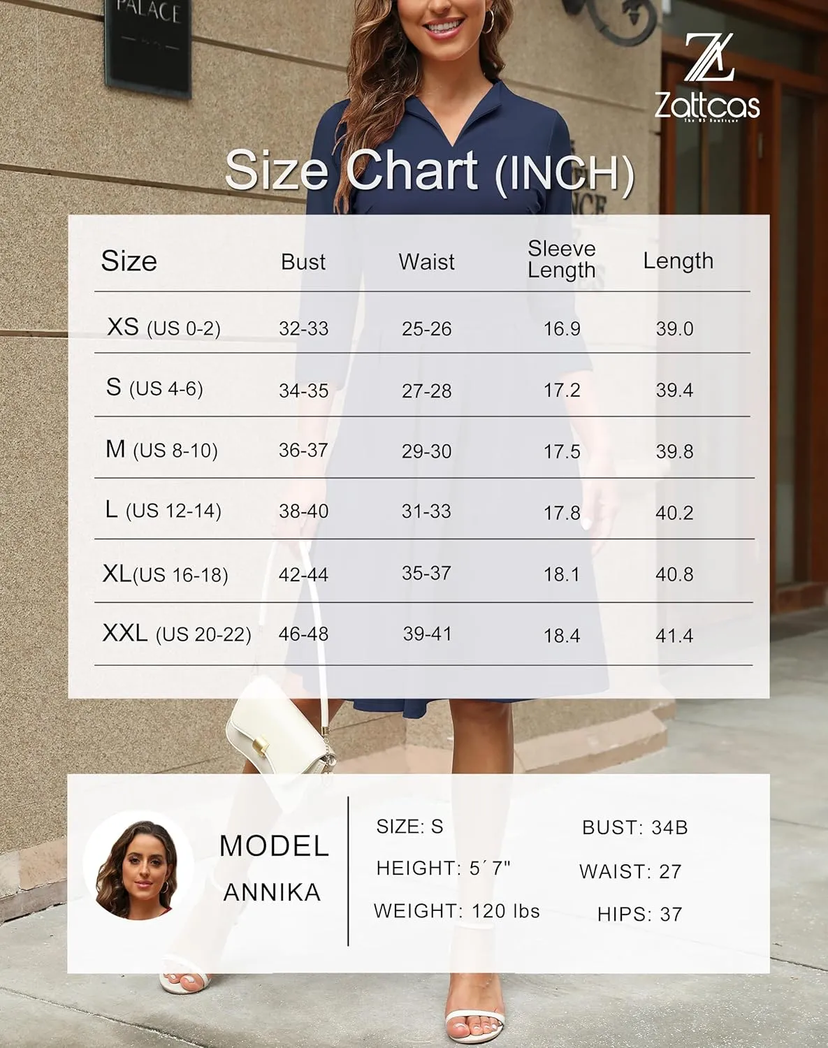 Zattcas Women 2025 Spring Summer Midi Dress Vneck 3/4 Sleeve Business Casual Work Teacher Church Knit Pleated A Line Dresses